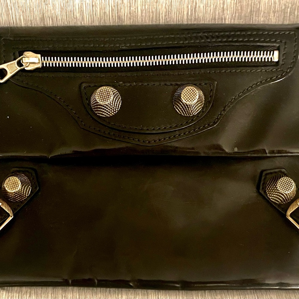 Balenciaga Pochette Patent Leather Medium Clutch